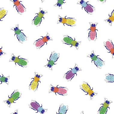 Cute colorful honey bee seamless pattern