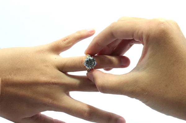 Ring in finger — Stock Photo, Image