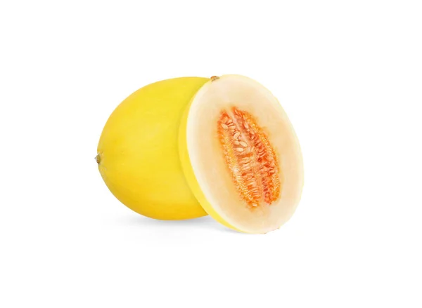 Melone Melone Giallo Isolato Fondo Bianco — Foto Stock