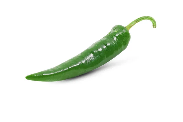 Uma Pimenta Verde Escura Chili Isolado Fundo Branco — Fotografia de Stock