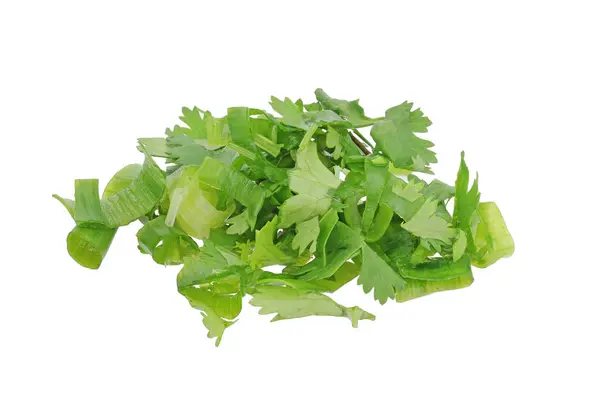 Chop Fresh Coriander Parsley Vegetable White Background — Stock Photo, Image