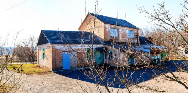 Construcción Molino Rural Las Afueras Aldea Cerca Carretera Piedra Ucrania — Foto de Stock