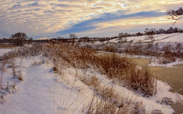 Domingo Mañana Invierno Campo Ucrania — Foto de Stock