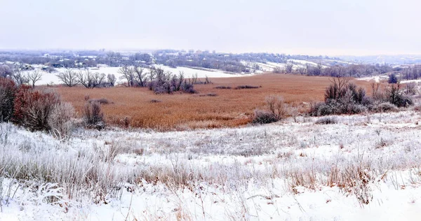 Dimanche Matin Hiver Dans Village Campagne Ukrainienne — Photo