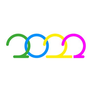 Yeni yılın kutlu olsun 2022 logo metin tasarımı. 2022 iş günlüğünün kapağı. Broşür tasarım şablonu, kart, afiş. Vektör illüstrasyonu..