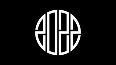 2022 yılı hakkında lüks hareket grafiği 4K çözünürlüklü mutlu yıllar animasyonu. Mutlu yıllar konsepti.