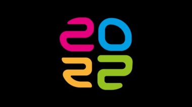 2022 yılı hakkında lüks hareket grafiği 4K çözünürlüklü mutlu yıllar animasyonu. Mutlu yıllar konsepti.