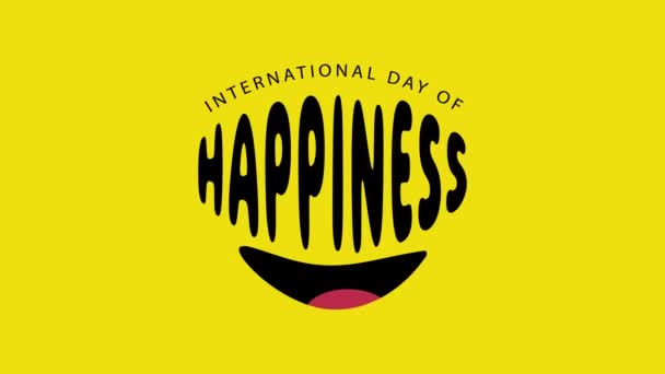 Design Grafico Movimento Celebrare Giornata Internazionale Della Felicità Video — Video Stock