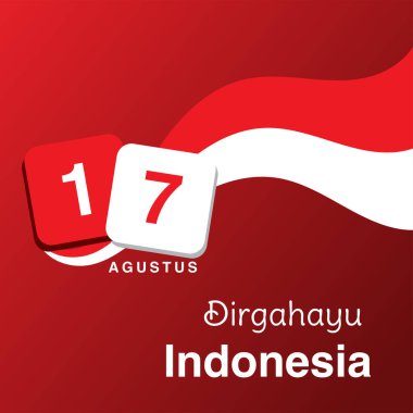 Vector red color Flat design, Illustration of flag for banner. 17th August Indonesia Independence Day concept.,