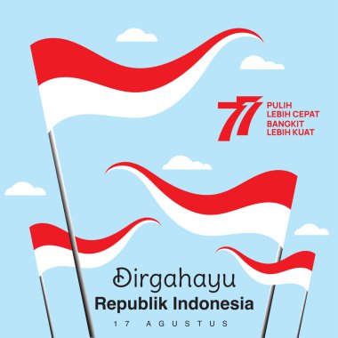 Vector red color Flat design, Illustration of flag for banner. 17th August Indonesia Independence Day concept.,