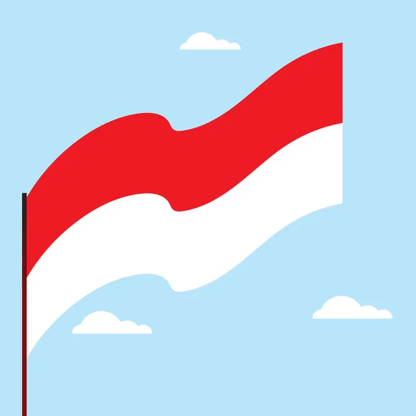 Vector Red Color Flat Design Illustration Flag Banner 17Th August — Διανυσματικό Αρχείο