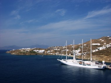 Modern Denizcilik kayık mykonos Bay, Yunanistan