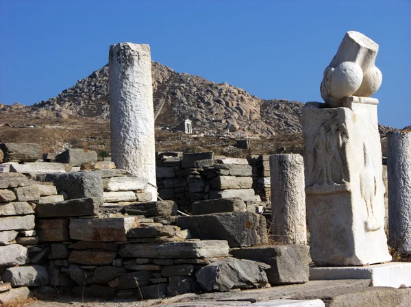 Estatua del pene falo en Delos, Grecia — Foto de Stock