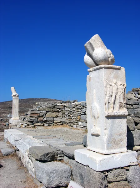 Statua fallusa penisa w delos, Grecja — Zdjęcie stockowe