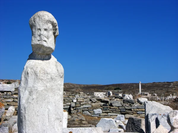 Sculpture en pierre à Delos, Mykonos, Grèce — Photo