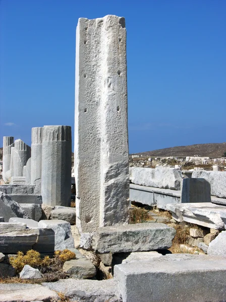 Kolumny w Delos, Grecja — Zdjęcie stockowe