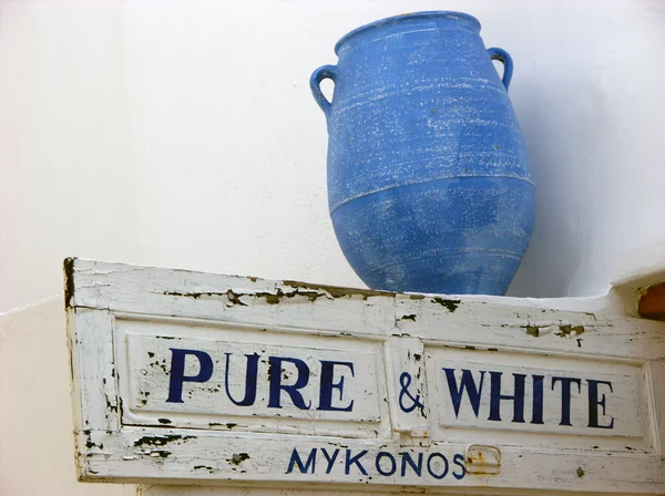 Mykonos blauwe vaas, Griekenland — Stockfoto
