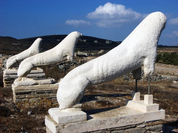 Leones de Delos, Grecia Imagen de stock
