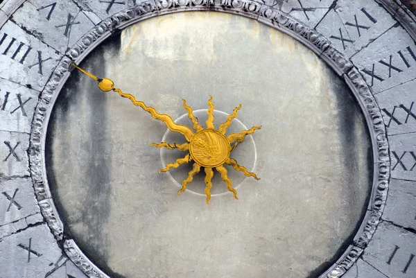 Antique Sun Clock in Venice Bell tower on St. Mark's square — Stock Photo, Image