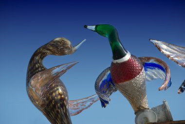 Murano Glass Birds Sculpture in venice clipart