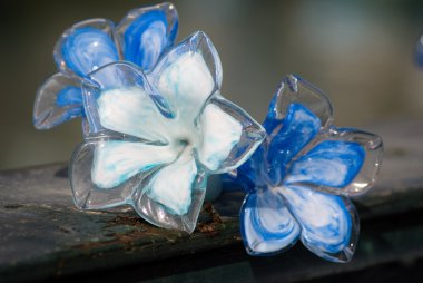 Murano Glass Blue Flowers figure in Venice clipart