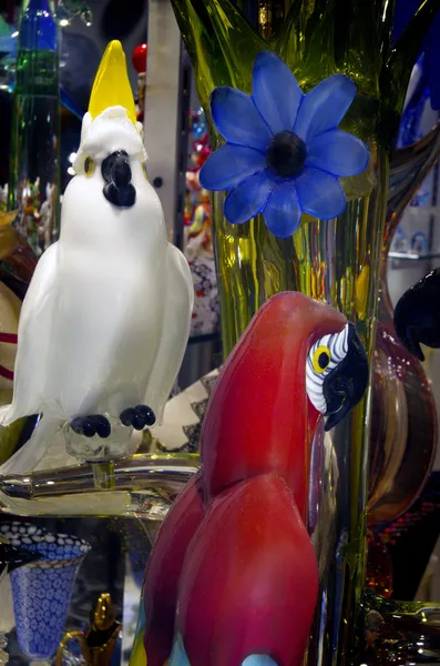 Murano papagaios figuras em Veneza — Stockfoto