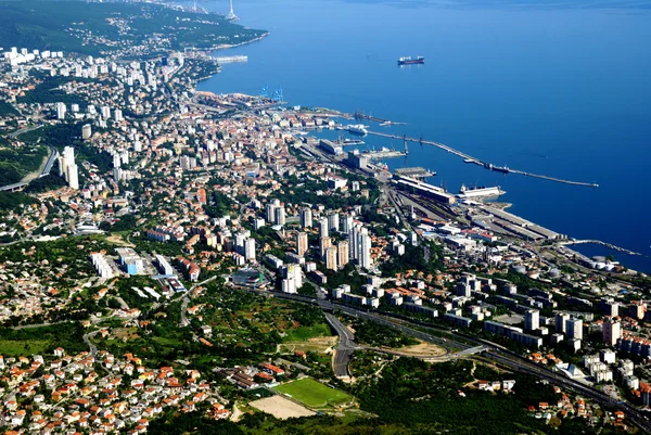 Bird Eye View of Rijeka și Marea Adriatică, Croația — Fotografie, imagine de stoc