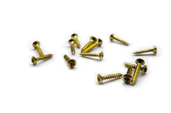 Yellow Brass Screws With a Philips Crosshead — Stock Photo, Image