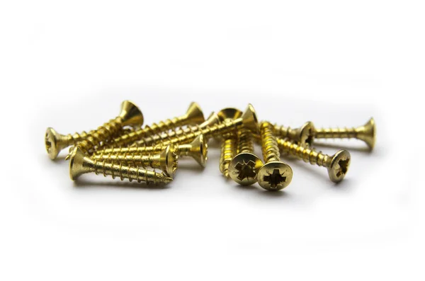 Yellow Brass Screws With a Philips Crosshead — Stock Photo, Image