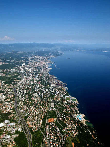 Bird Eye View of Rijeka and Adriatic Sea, Croácia Fotografia De Stock