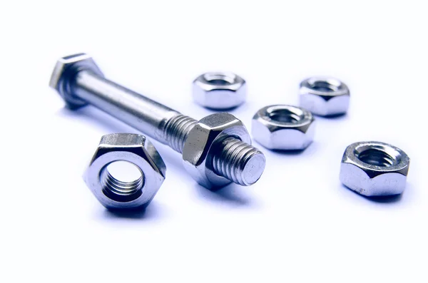 Screws And Bolts Blue Photo — Stock Photo, Image