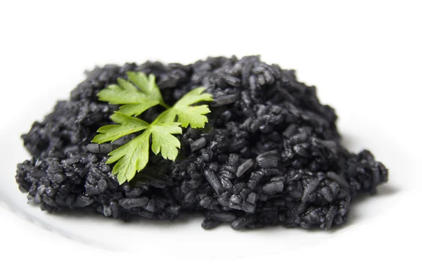 Zwarte gekookte rijst geïsoleerd op de witte achtergrond Rechtenvrije Stockfoto's