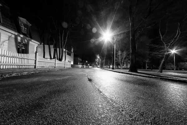 Empty City Street Night Rain You Can Still See Water — Stock Photo, Image