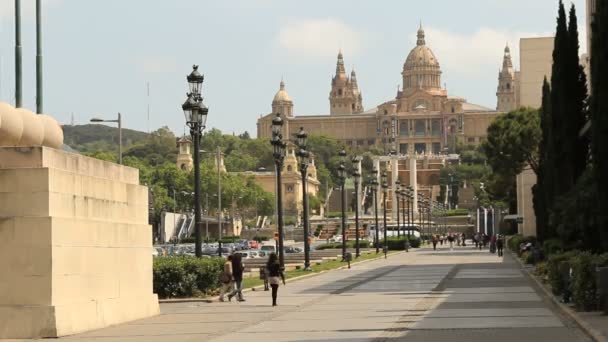 Museu nacional d'art de catalunya mont juic박물관 나시오날 디 부 드 catalunya에서 몽 juic — Stok video