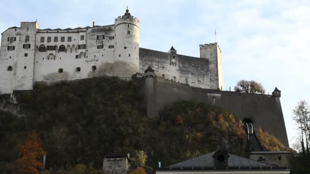 Крепость Гогензальцбург в Зальцбурге — стоковое видео
