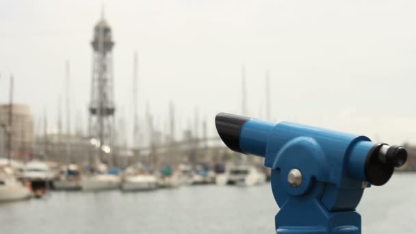 Puerto Vell y telescopio — Vídeos de Stock