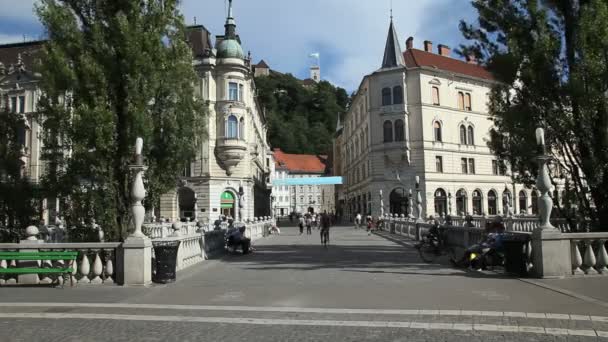 Stadtzentrum von Ljubljana — Stockvideo