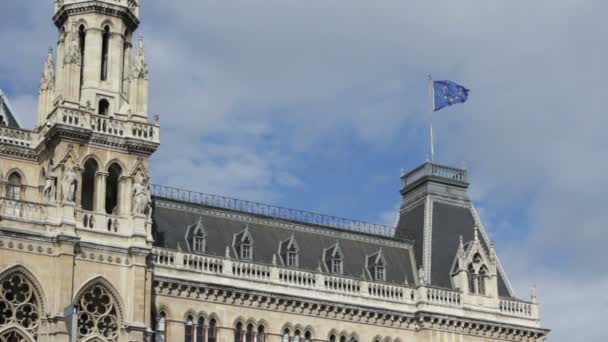 Bandiera UE al municipio di Vienna — Video Stock