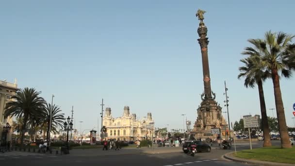 Columbus monument, Barcelona — Stock Video