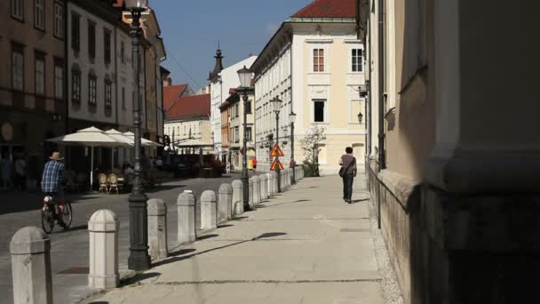 Centrum van de stad Ljubljana — Stockvideo