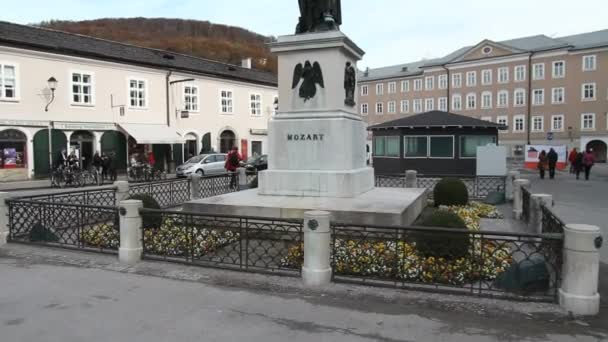 Pomnik Mozarta, salzburg — Wideo stockowe