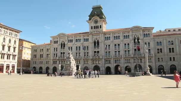 Piazza Unit d'Italia is situated in Trieste — Stock Video