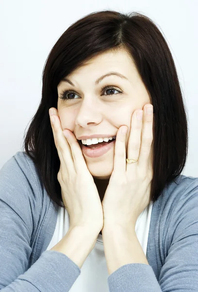 Verrast jonge vrouw — Stockfoto