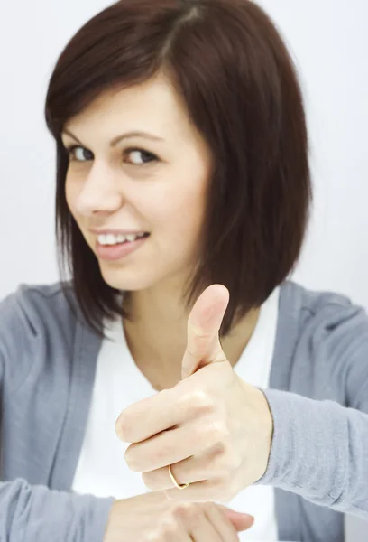 Young woman thumbs up — Stock Photo, Image