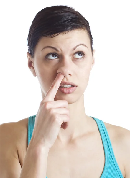 Finger in nose — Stock Photo, Image