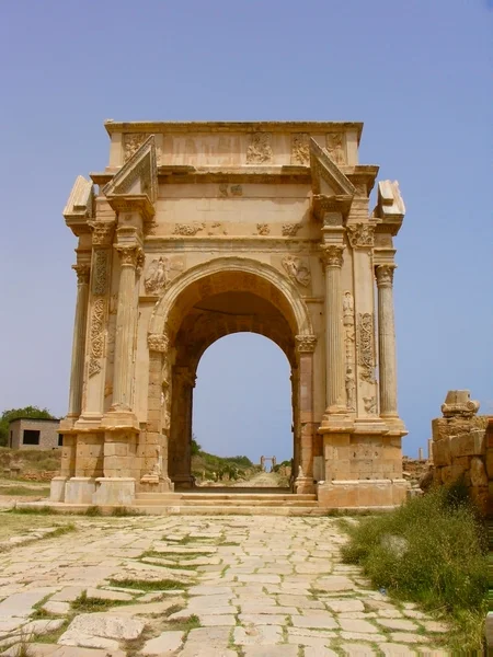 Ruiny leptis Magna, Libye - vítězný oblouk — Stock fotografie