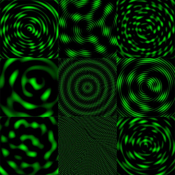 干涉波背景-绿色和黑色 — 图库照片