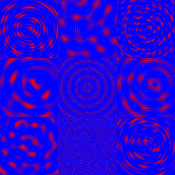 干涉波背景-红色和蓝色 — 图库照片