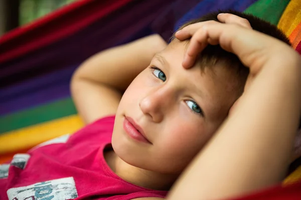 Child. Portrait of a happy teenager outdoors — Stock Photo, Image