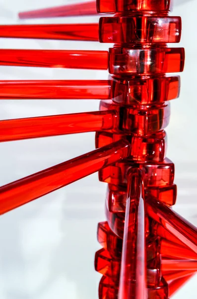 Clsoe Selective Focus View Sereis Symmetrical Red Rods Shaft Isolated —  Fotos de Stock